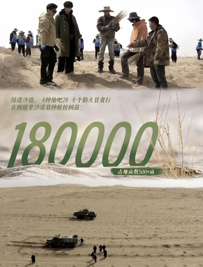 2024年，《种地吧2》十个勤天在甘肃民勤种梭梭树/图源：甘肃发布