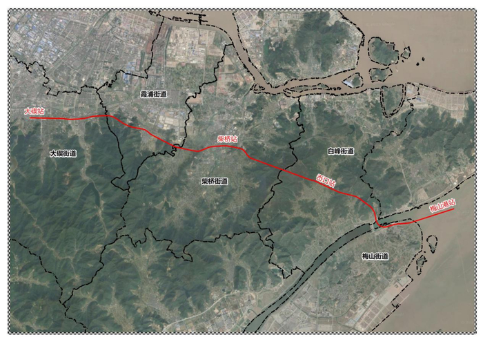宁波枢纽梅山铁路专用线示意图。