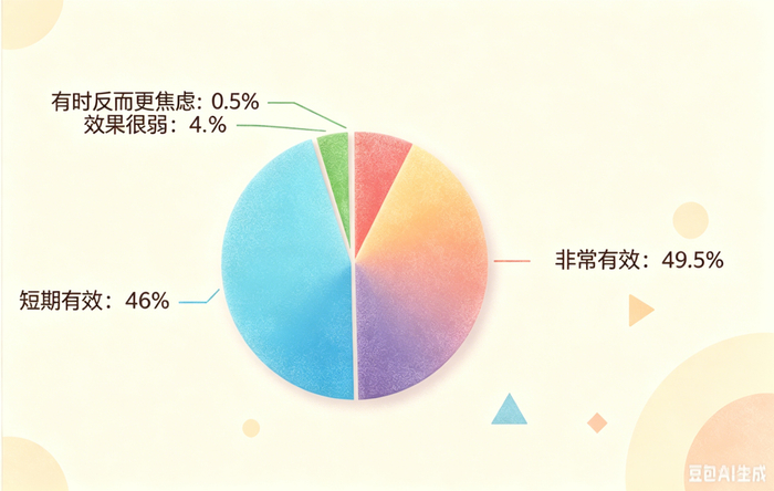 95.5%的受访者认为情绪消费对改善情绪有正向效果