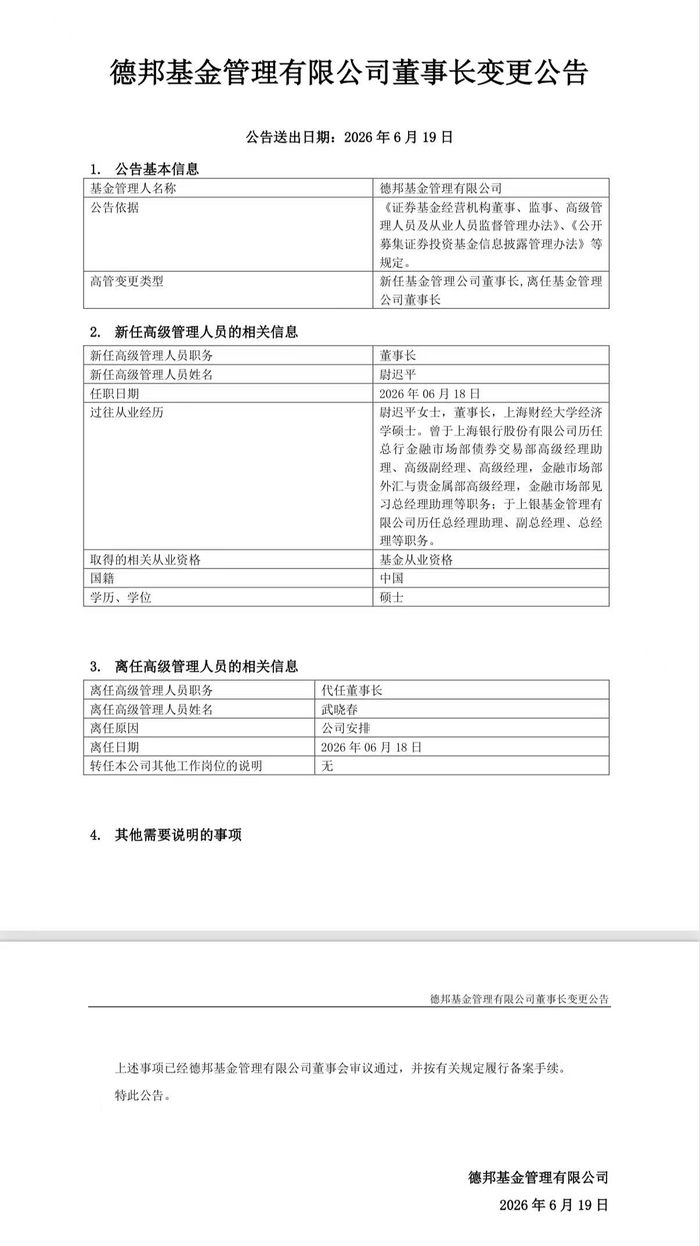  德邦基金公告 