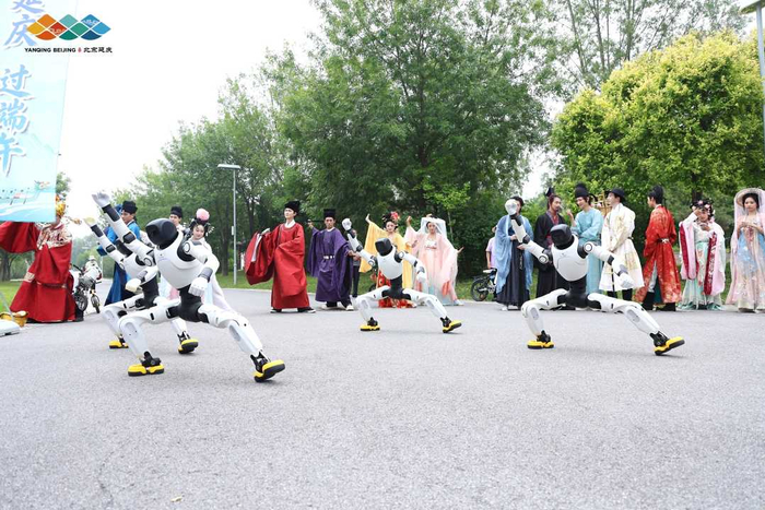 在北京世园国际旅游度假区，机器人舞蹈等快闪轮番上演。 北京市延庆区供图