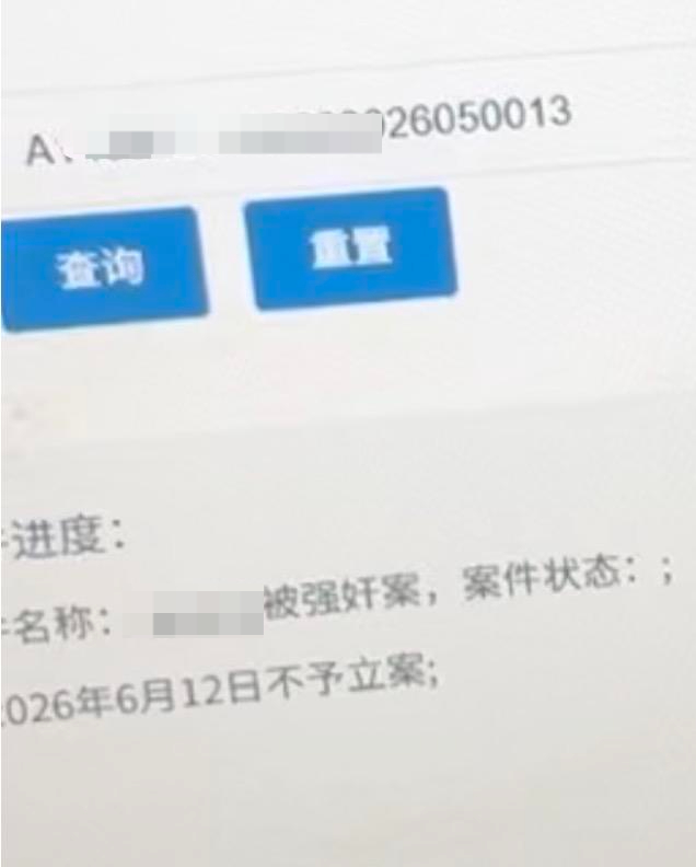 ▲张磊（化名）查询到的案件不予立案状态 受访者提供