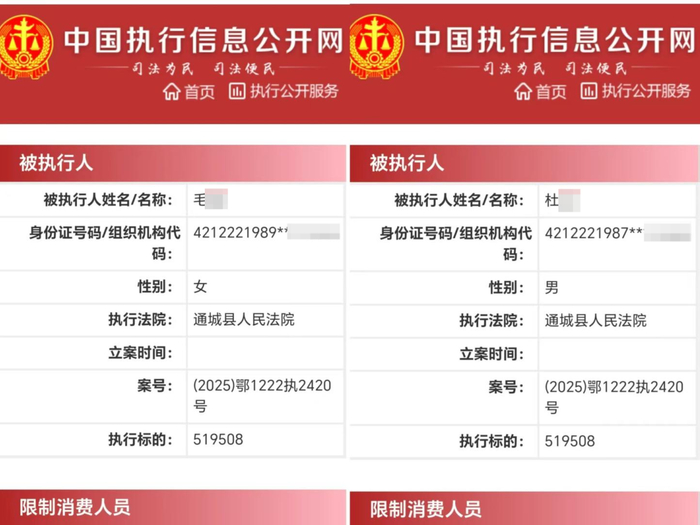 ▲中国执行信息公开网截屏