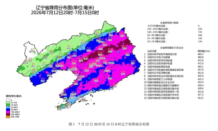 辽宁降雨量分布图 图片来源：辽宁省气象台