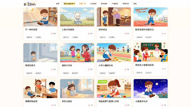 图2：故事广场汇集基于孤独症儿童真实需求创作的公益绘本。