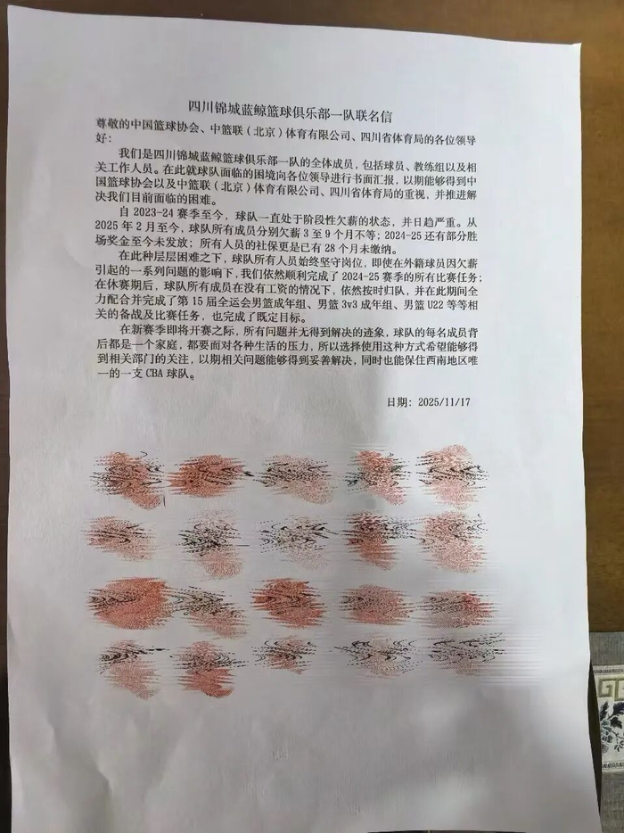 四川男篮曾全队控诉俱乐部欠薪 图/受访人供图