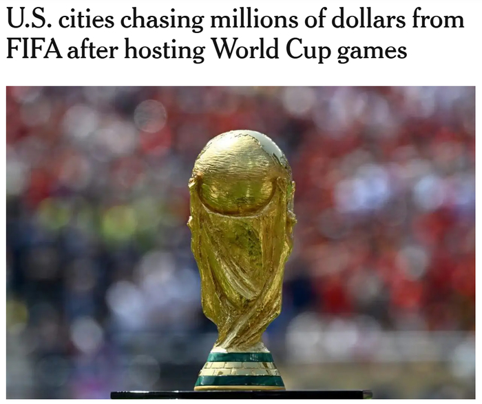 美媒：多座美国城市催讨国际足联世界杯欠款 