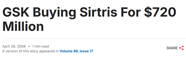 GSK宣布收购Sirtris，图源丨c&en