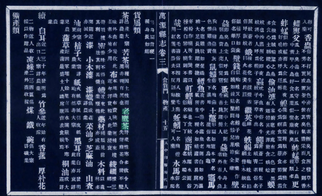 图19 民国《万源县志》卷三“食货门·物产”书影