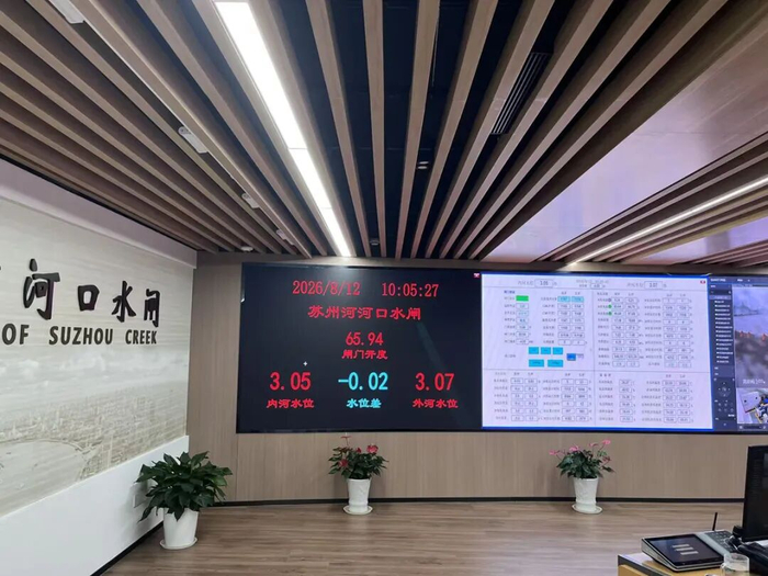蘇州河河口水閘實時水位 圖片來源：劉頌輝 攝