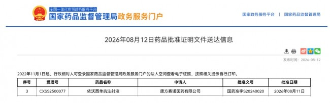 来源:国家药品监督管理局官网