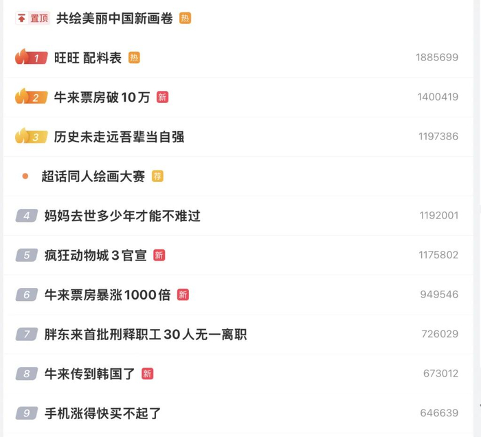 微博热搜截图