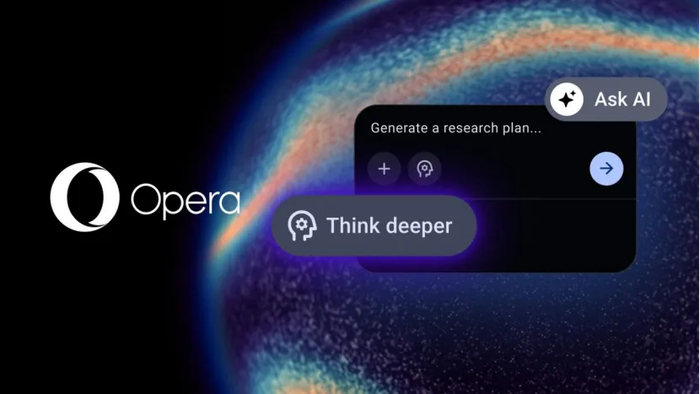 Opera的Think Deeper（深度思考）功能示意图