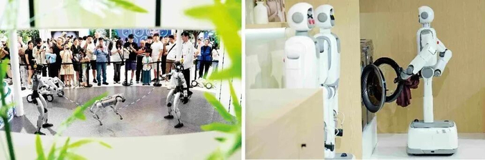 在2026世界機器人大會上，各種人形具身機器人亮相展示。