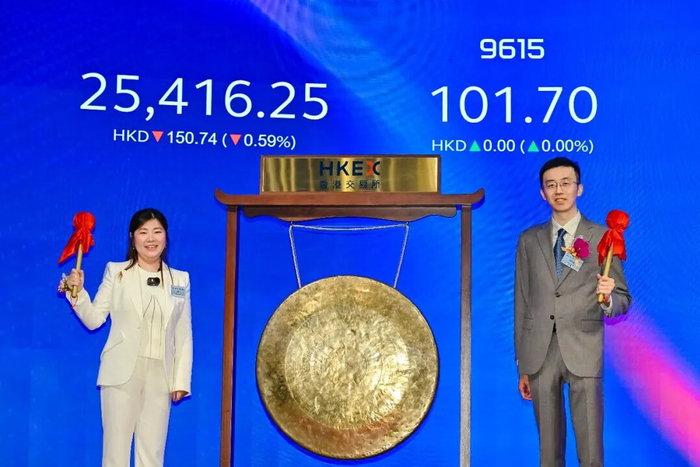 ▲梅卡曼德上市敲钟，右为梅卡曼德创始人、CEO邵天兰