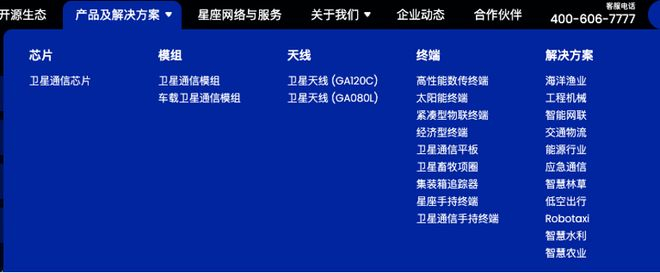 时空道宇全栈式的产品结构；截图自时空道宇官网