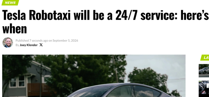 消息称特斯拉24小时Robotaxi服务或在下月落地