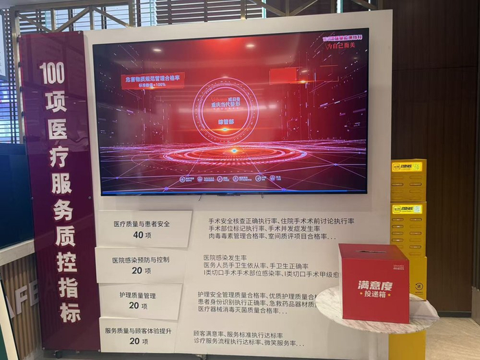 图2:院内实景——"100项医疗服务质控指标"公示墙【图源】院内实景