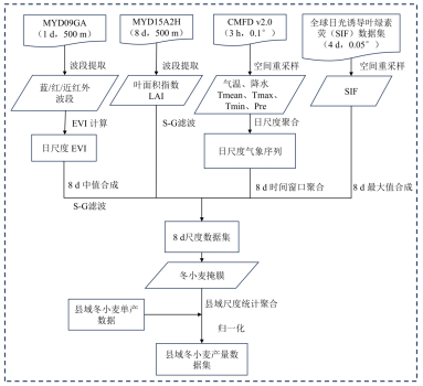 图 2　县域冬小麦产量预测中多源数据集的构建流程图