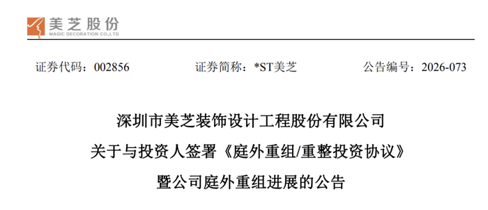 *ST美芝公告截图