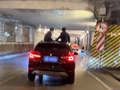 宝马车过隧道 两名8岁男孩探出天窗兜风 交警：司机罚200记3分