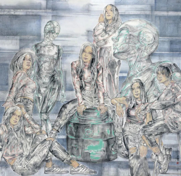 邱大尉《芯语》中国画 200×200cm