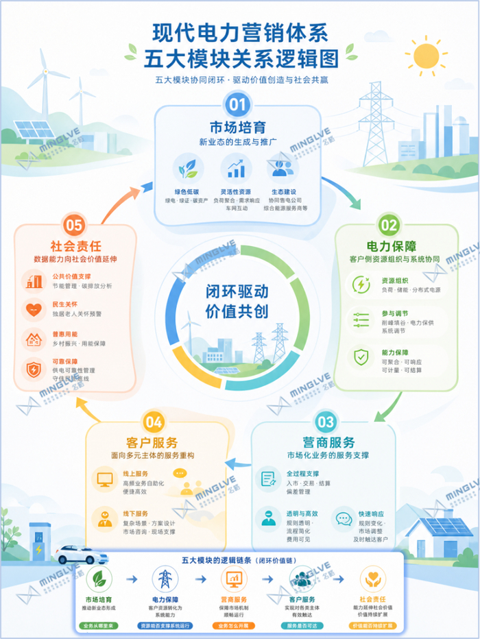名略咨询:现代电力营销体系五大模块关系逻辑图