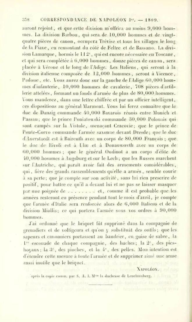 （来源：Correspondance de Napoléon Ier）