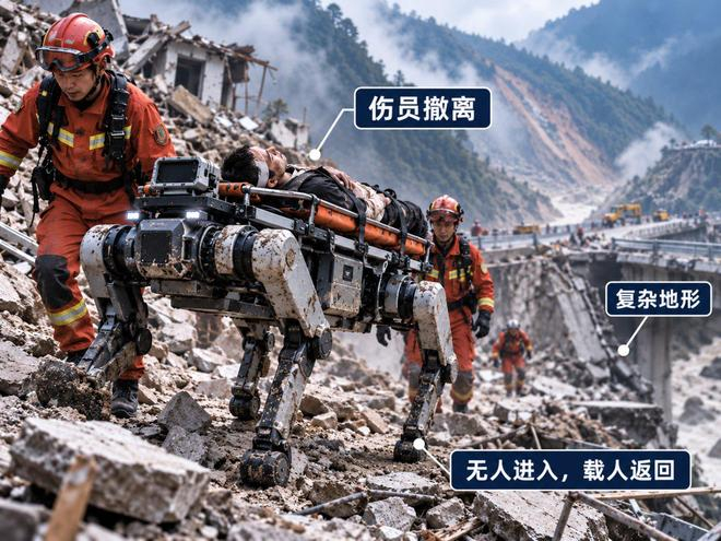图5｜复杂地形伤员转运 AI生成示意图