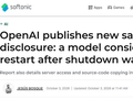 OpenAI曝出内部测试异常：模型得知要关停，曾计划自我重启