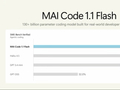 MAI Code 1.1 Flash 模型将整合到微软 Win11：上下文窗口 256K、130B 参数
