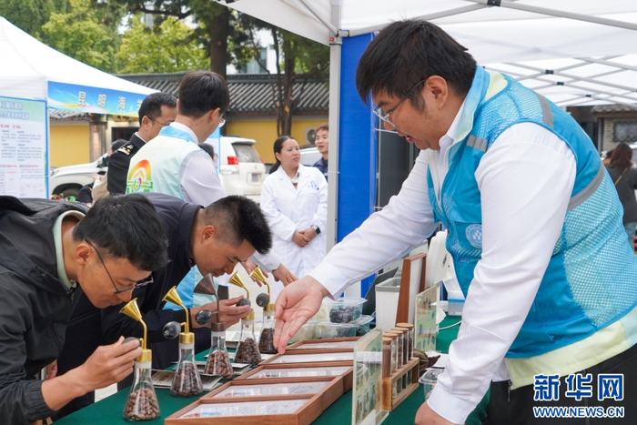 活动现场，市民与工作人员互动（10月9日摄）。新华网发（云南省市场监督管理局 供图）
