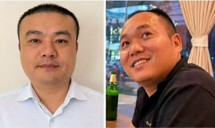 ▲家属发布的寻人启事上小宋的姐夫（左）与弟弟的照片