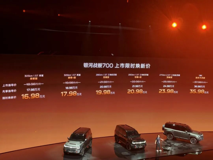 吉利银河战舰 700 的价格梯度比较大｜图片来源：极客公园