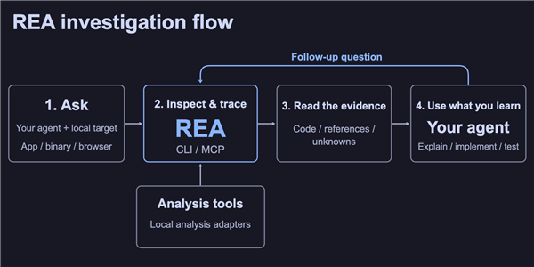 智能体负责提问，REA 负责取证｜图片来源：REA