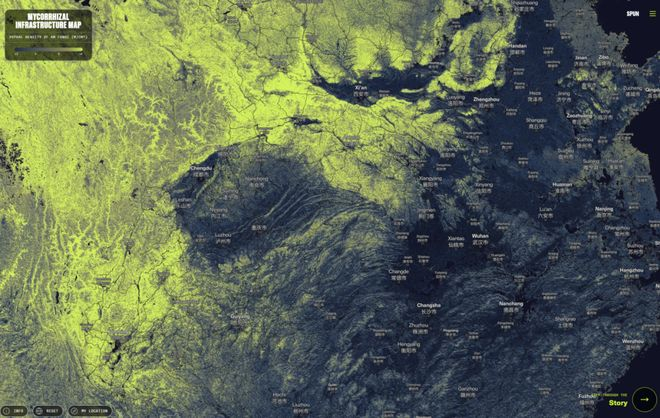 全球菌丝密度预测地图中中国部分地区的截图 | SPUN