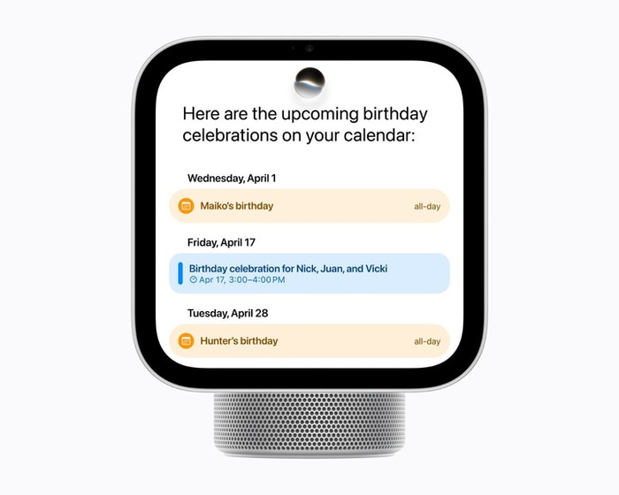 图｜Apple，HomeView 上的 Siri AI 个人日历信息