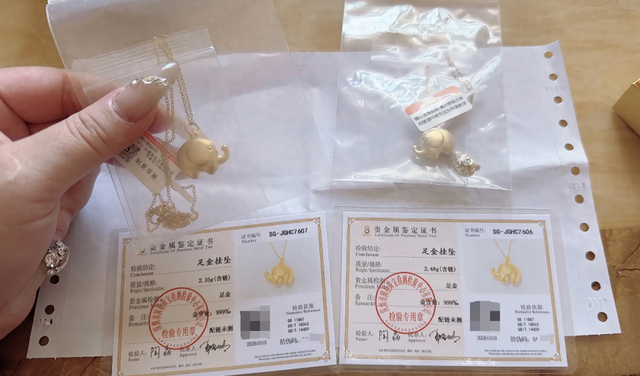 女歌迷获赠一对黄金小象项链（图源视频截图）