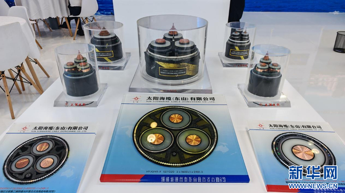 太阳海缆展出多款产品。新华网 刘丰 摄