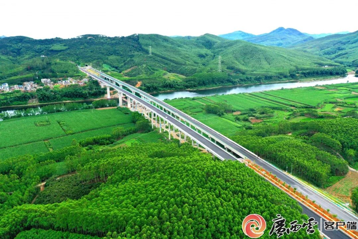 罗鹿高速公路项目洛清江大桥航拍图。