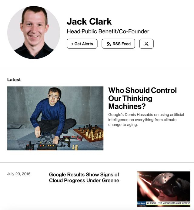 图注：彭博社Jack Clark作者档案，最后一篇发表于2016年8月