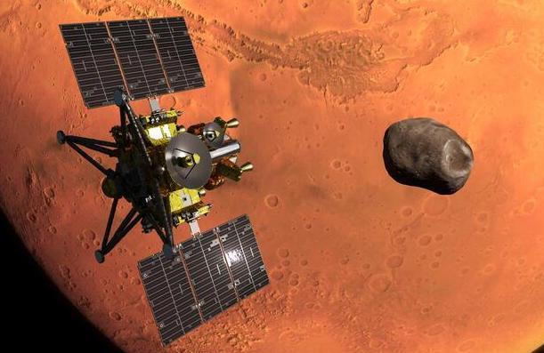 抵达火星附近的“MMX”探测器效果图共同社