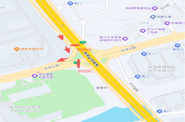 三灶出口下高速位置示意图