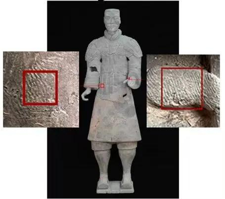 这是秦兵马俑上发现的指纹。（秦始皇帝陵博物院供图）