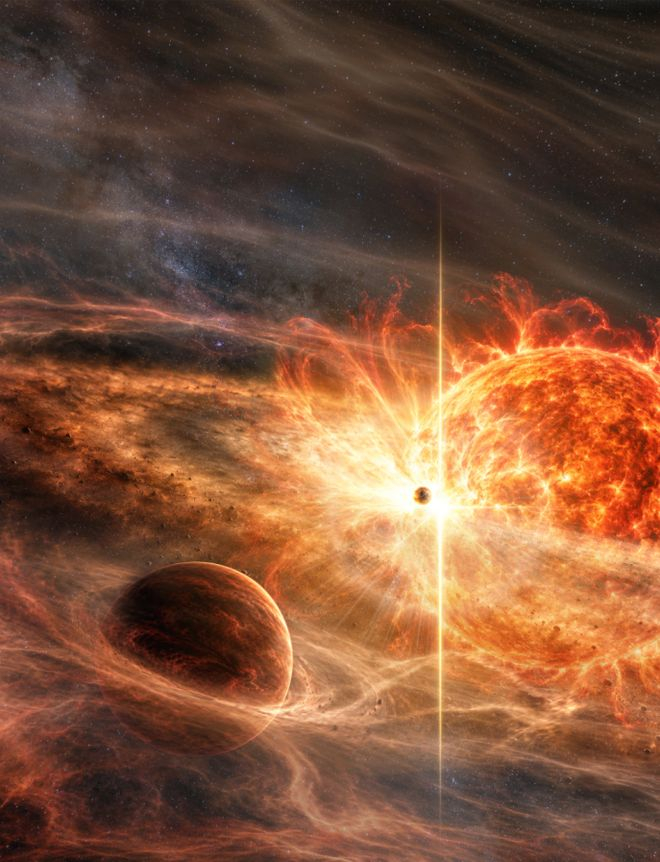 　　恒星吞噬行星效果图。新华社发