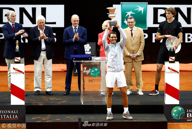 罗马赛纳达尔2-1兹维列夫夺冠