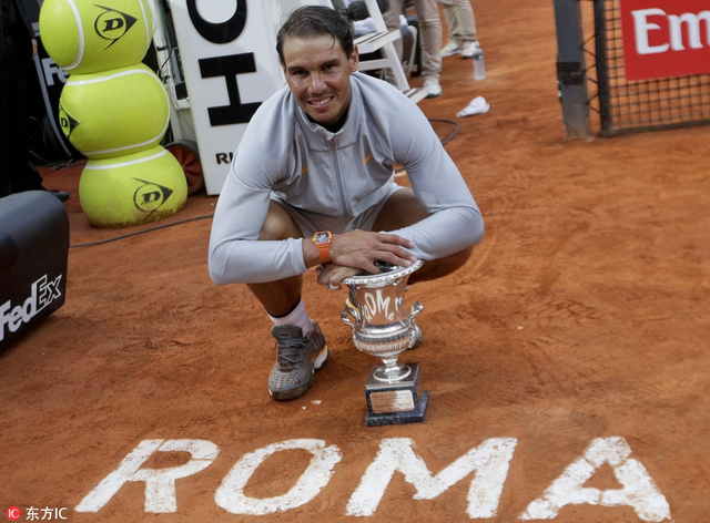 罗马赛纳达尔2-1兹维列夫夺冠