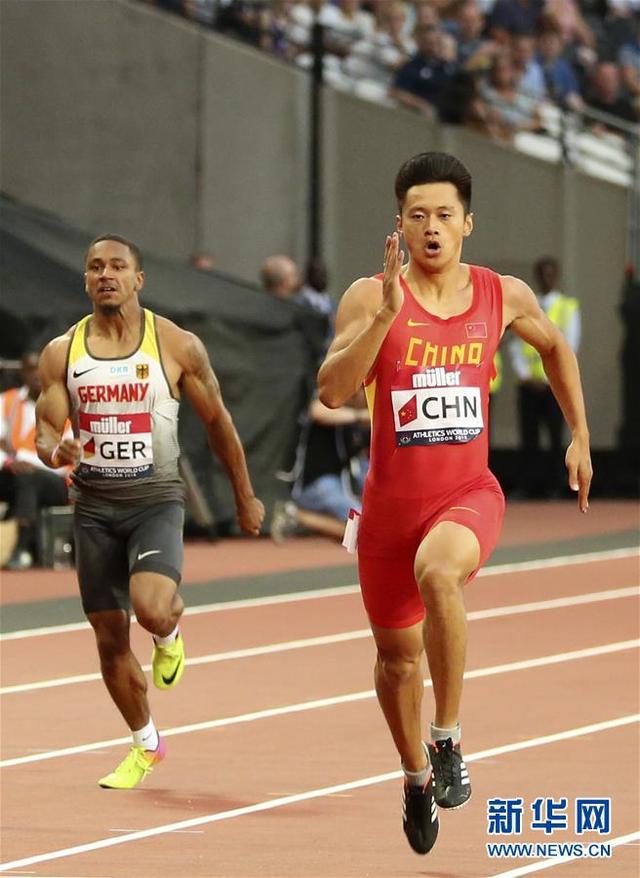 7月14日,在英国伦敦进行的田径世界杯男子200米决赛中,中国选手谢震业