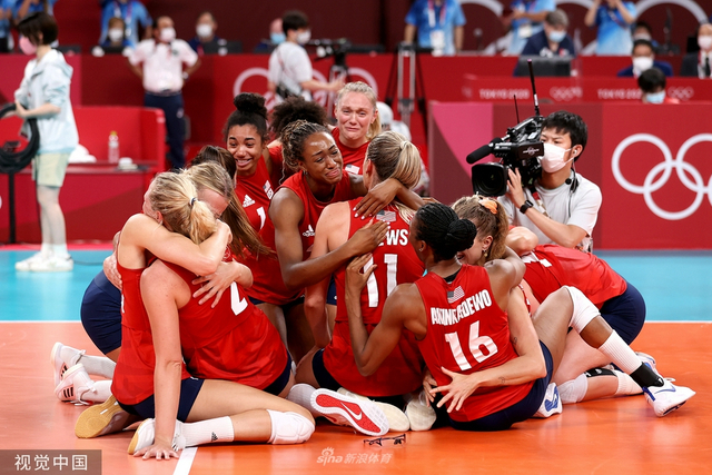 美国女排大胜巴西夺金 金牌数反超中国