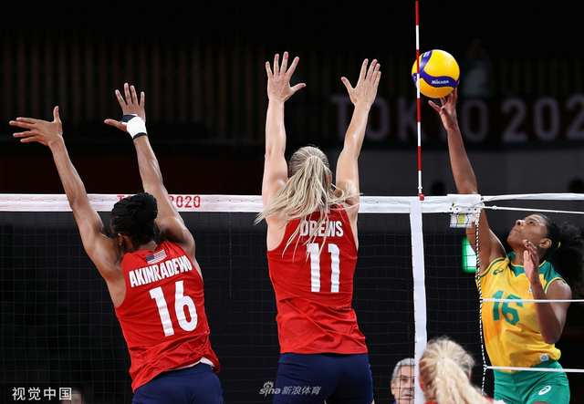 美国女排大胜巴西夺金 金牌数反超中国